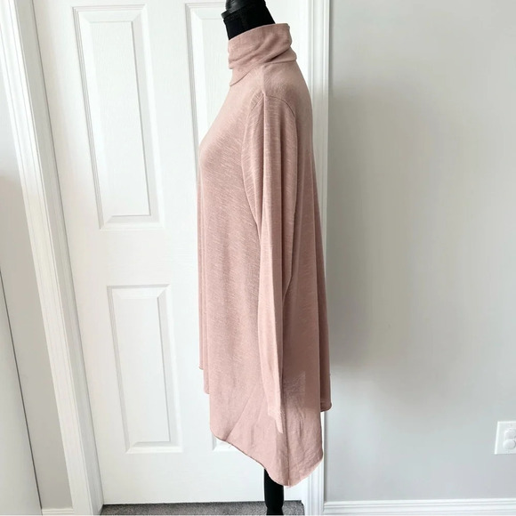 Super Soft Plush Turtleneck Sharkbite Hem Tunic Sweatshirt - Picture 3 of 16